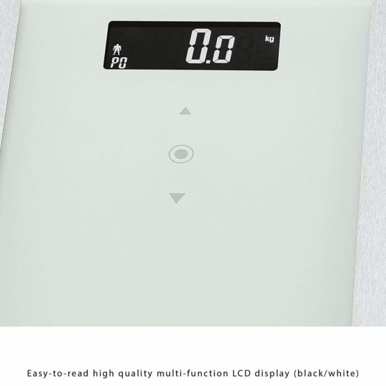 ProfiCare PC-PW 3007 FA 8-in-1 Electronic Glass Bathroom Scales with Stainless Steel Insert, Multifunctional LCD Display, Sensor Touch Operation - Image 2