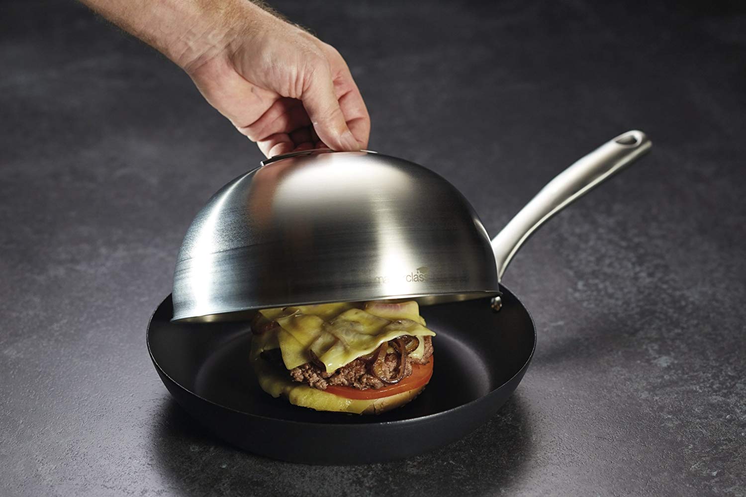 MasterClass Melting Dome and Burger Cover, Burger Steamer, Cheese Melter, Stainless Steel, 22.5 x 12 x 16 cm, Silver, Metallic - Image 2