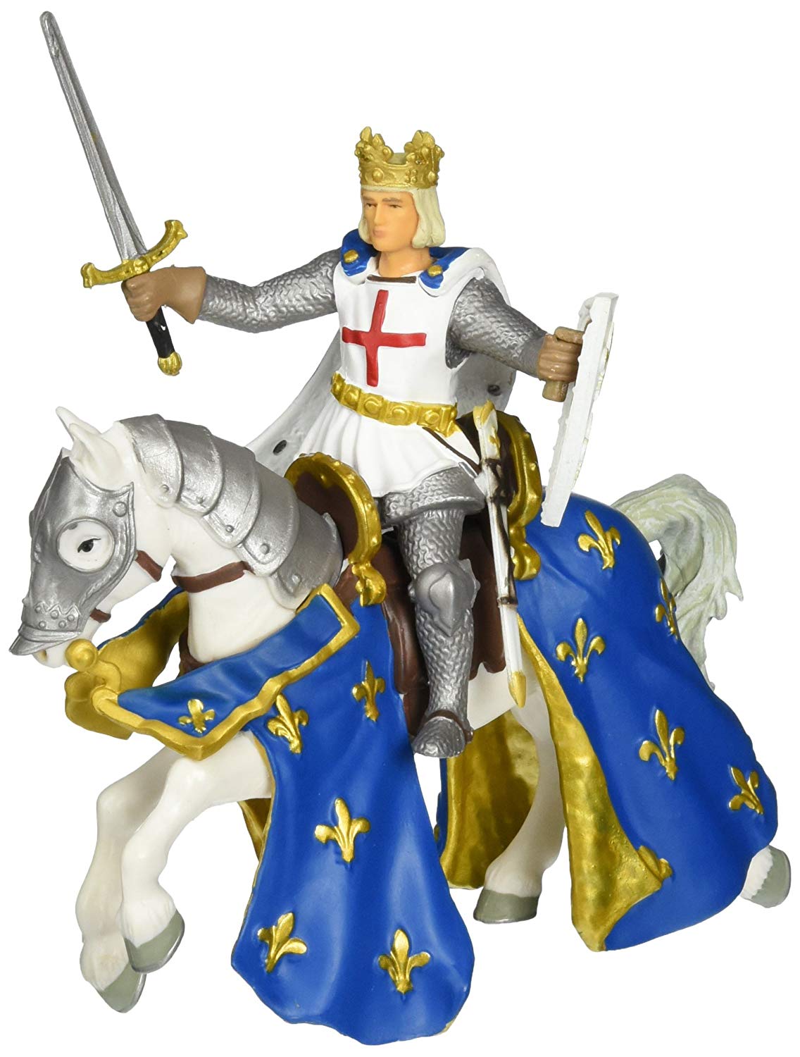 Papo, Realistic Saint Louis And Horse Figure Toy for Kids, Ages 3+, Historical Collection, Creative Play Historical World