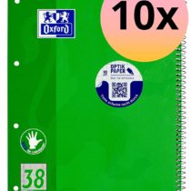 Oxford 100050405 Left-Handed Notepad Squared A4+ 80 Sheets 90 GSM Optic Paper Double Margin Pack of 10 Natural