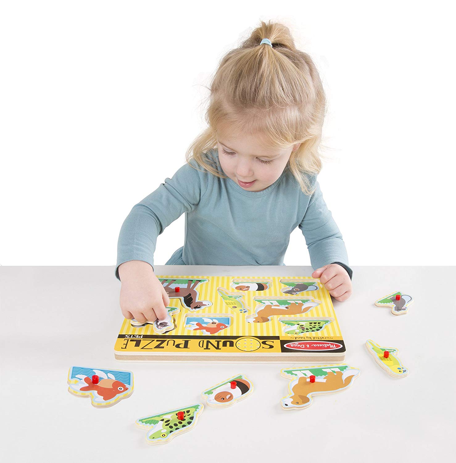 Melissa & Doug Pets Sound, Kids Wooden Puzzles for 2 Year Olds, Baby Puzzles, Wooden Peg, Toddler Sound, Shape - Image 3