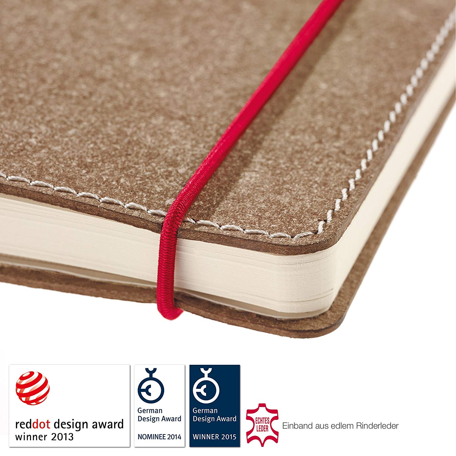 Transotype senseBook Medium Leather Red Rubber Ruled Notebook, Rot - Image 4
