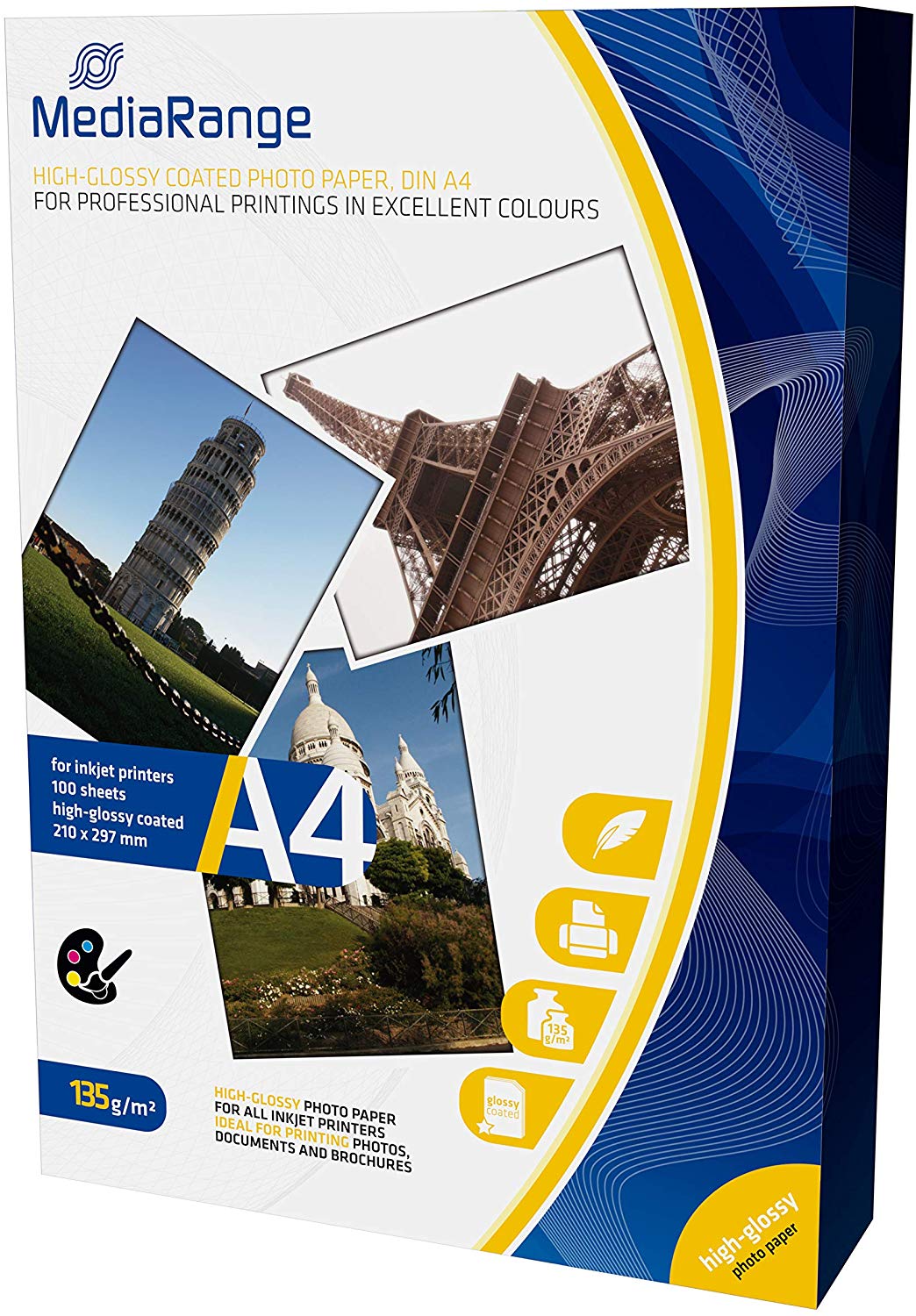 MediaRange MRINK107 Photo Paper A4 White 100 Sheets 135gr Gloss