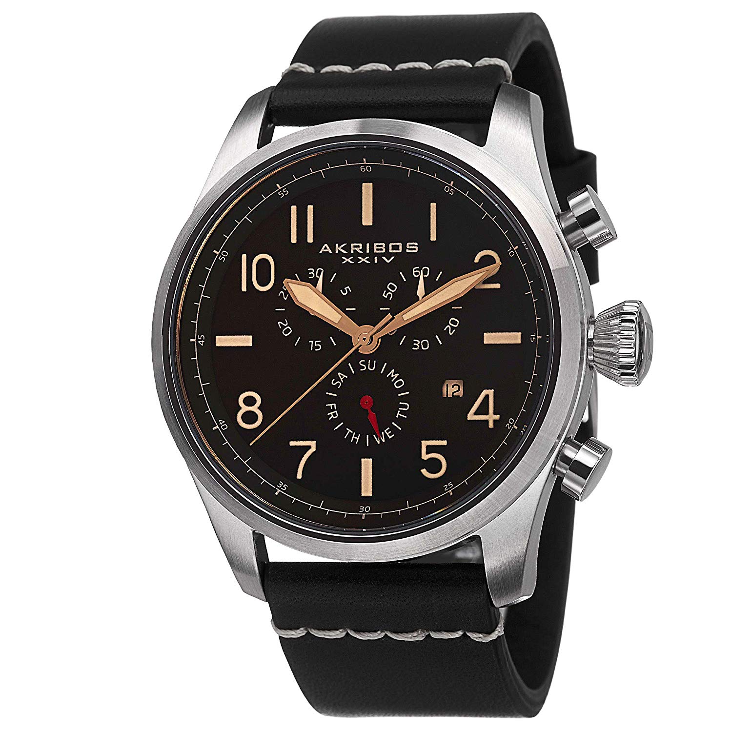 Akribos XXIV Men’s AK705SSB “Ultimate” Stainless Steel Watch with Black Akribos Xxiv Stainless Steel Watch