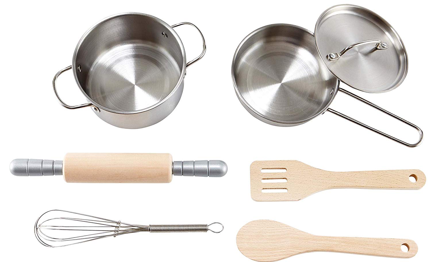 Hape Chef's Cooking Set, Children's Play Kitchen Accessories, Toddler's Metal Pots, Pans & Utensils, For 3 Years + - Image 3