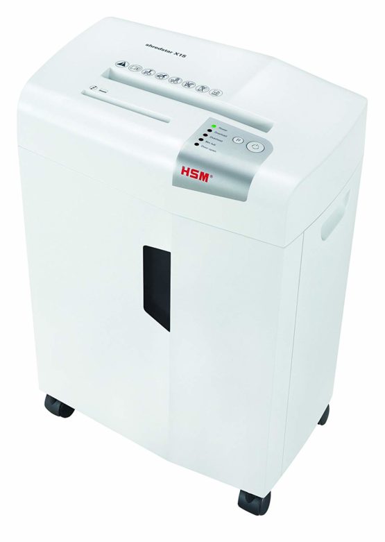 HSM shredstar X15 Document Shredder Security Level P-4 15 Sheets (Particle Cut) with CD Shredder