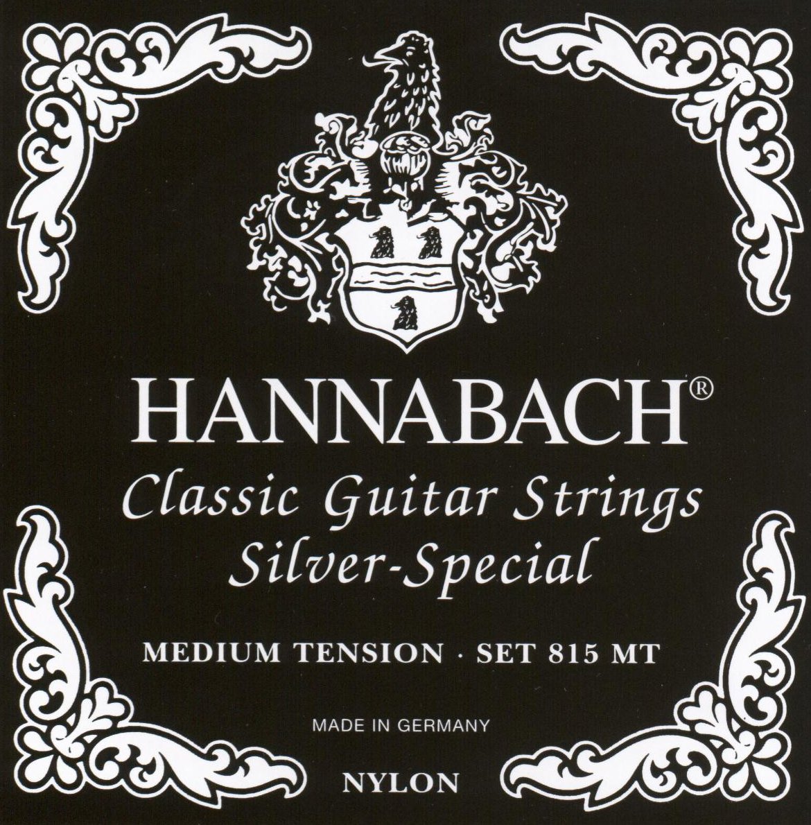 Hannabach 652527 Series 815 Silver Special Medium Tension String Set for Classic Guitar - Black