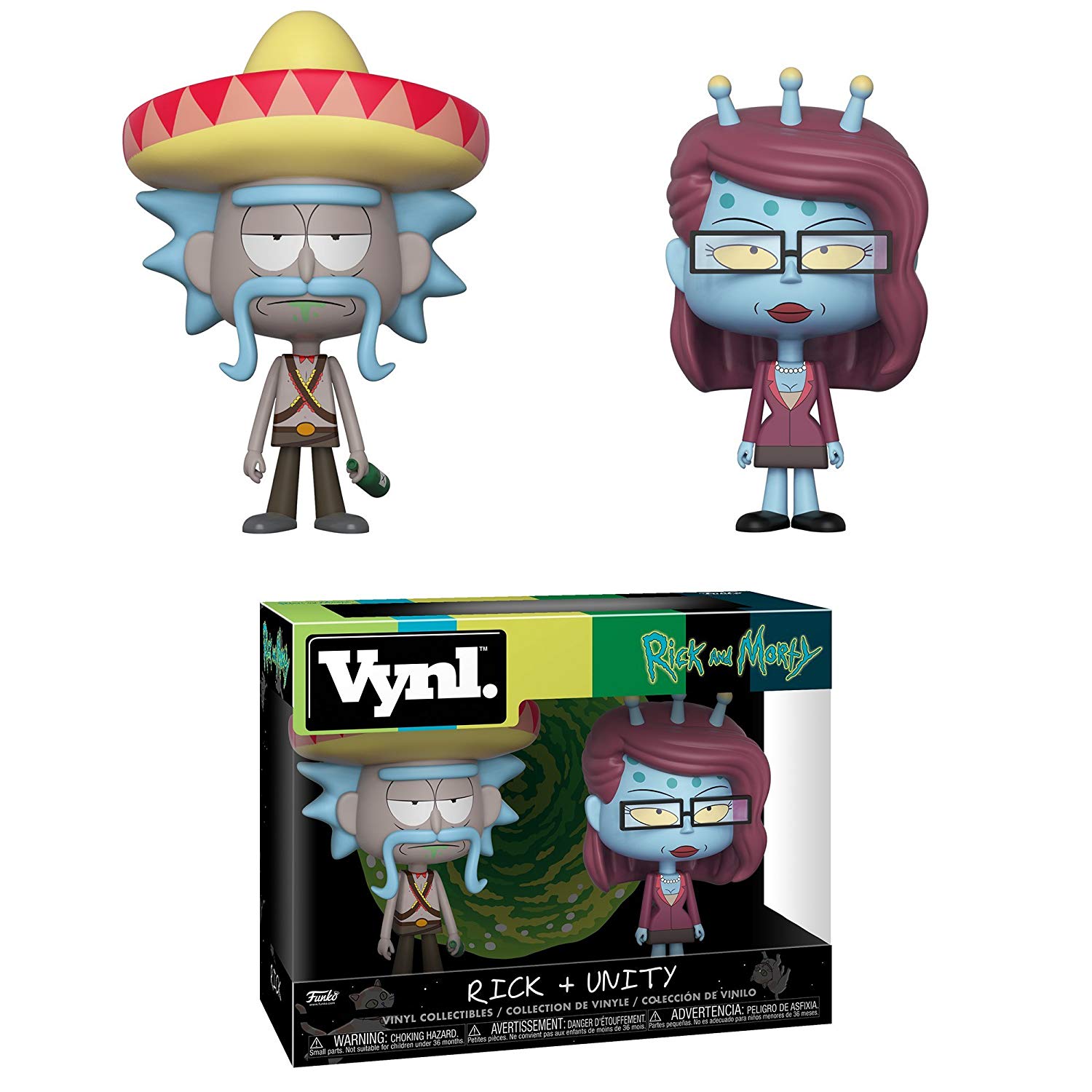 Funko VYNL 4 Inch 2-Pack: Rick & Morty: Rick w/Sombrero & Unity, Multicolor - Image 2