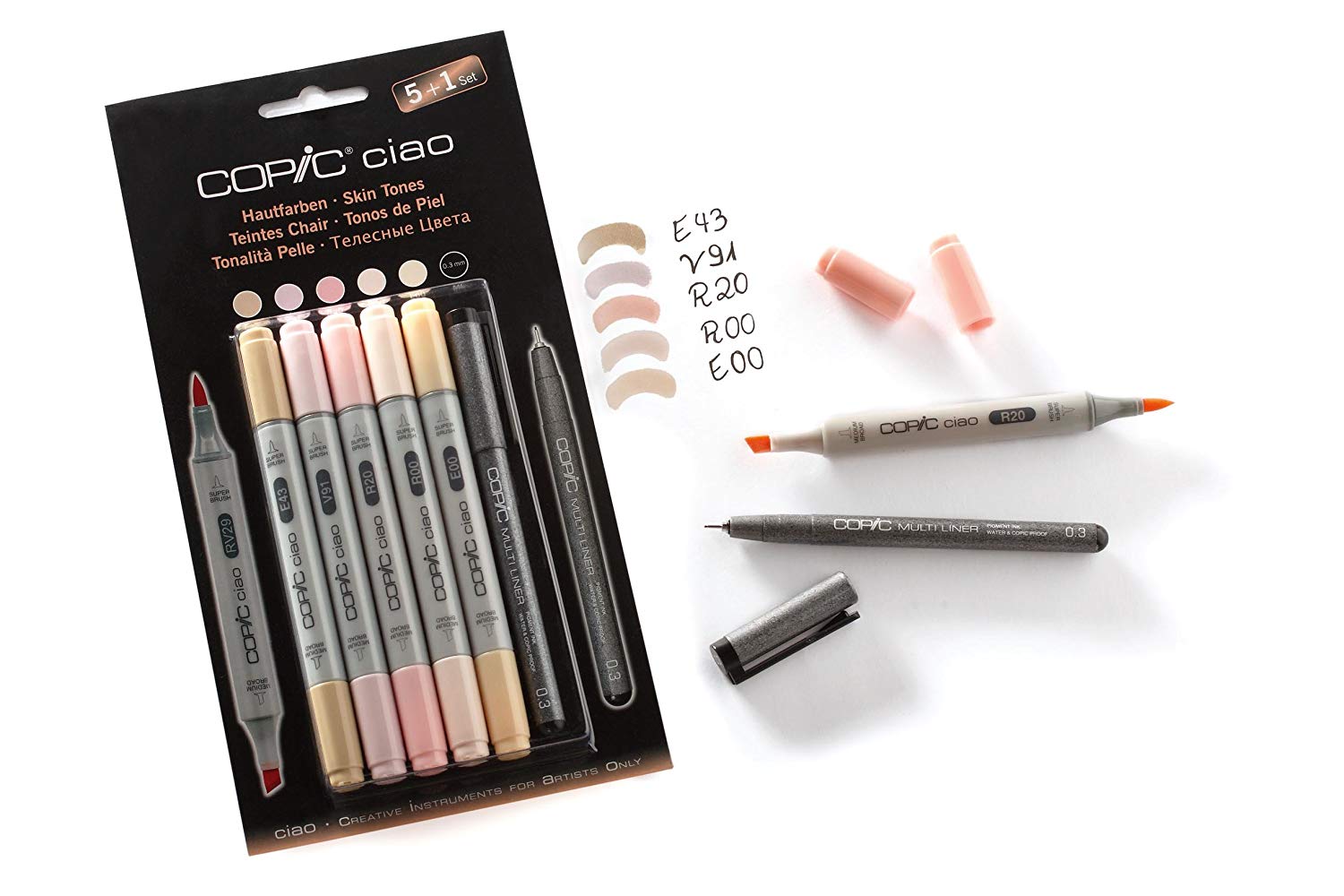 Copic Ciao Coloured Marker Pen, 5+1 Set Portrait 1, For Art & Crafts, Colouring, Graphics, Highlighter, Design, Anime - Image 2