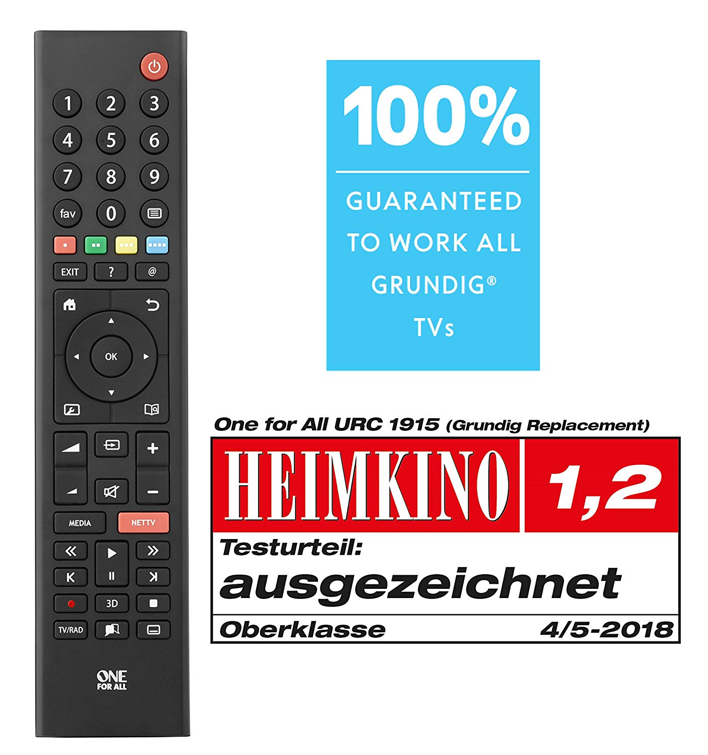 One For All Grundig TV Replacement remote URC1915 Works with ALL