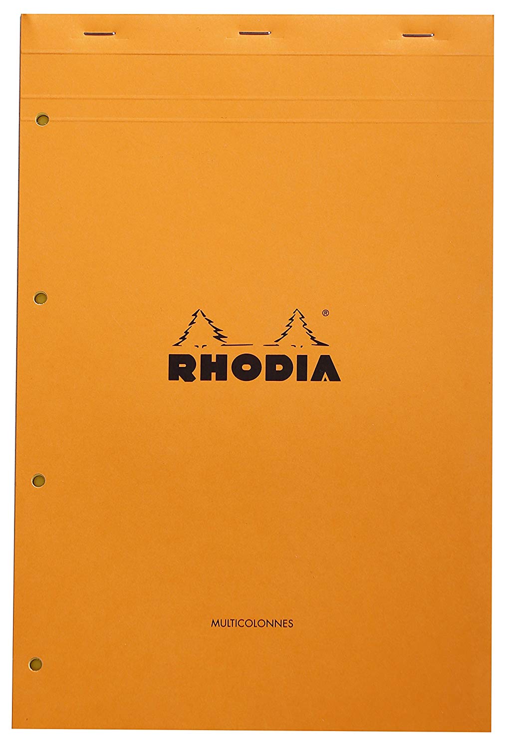 RHODIA 119700C, Stapled Notepad N°119 Audit Orange, A4+, Pre-Printed Multicolumns, 80 Detachable Sheets 4 Hole Punched