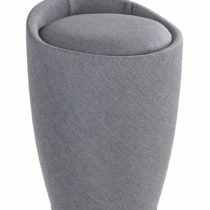 Wenko Candy Grey Linen Look-Bathroom Stool, bin with Removable Laundry Bag, 36 x 36 x 50.5 cm