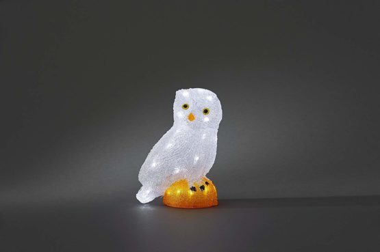 Konstsmide Outside Lights LED Acrylic Decoration "Small Owl" / Outdoor Lighting (IP44) / 32 Ice White LEDs / Transparent Cable - Image 2