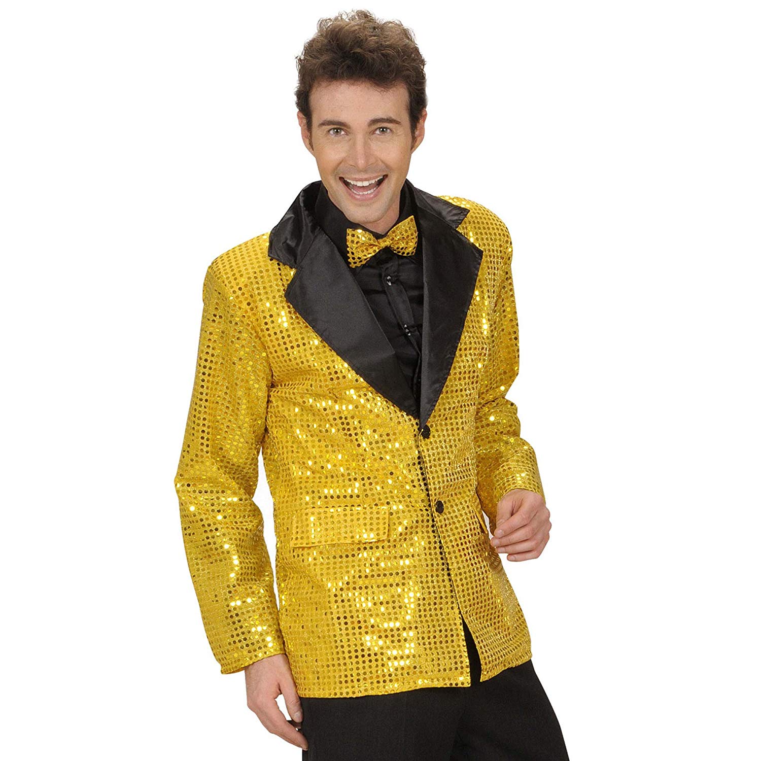 Sequin Jacket withSatin Collar - Gold Accessory for Fancy Dress, M-L - Image 4