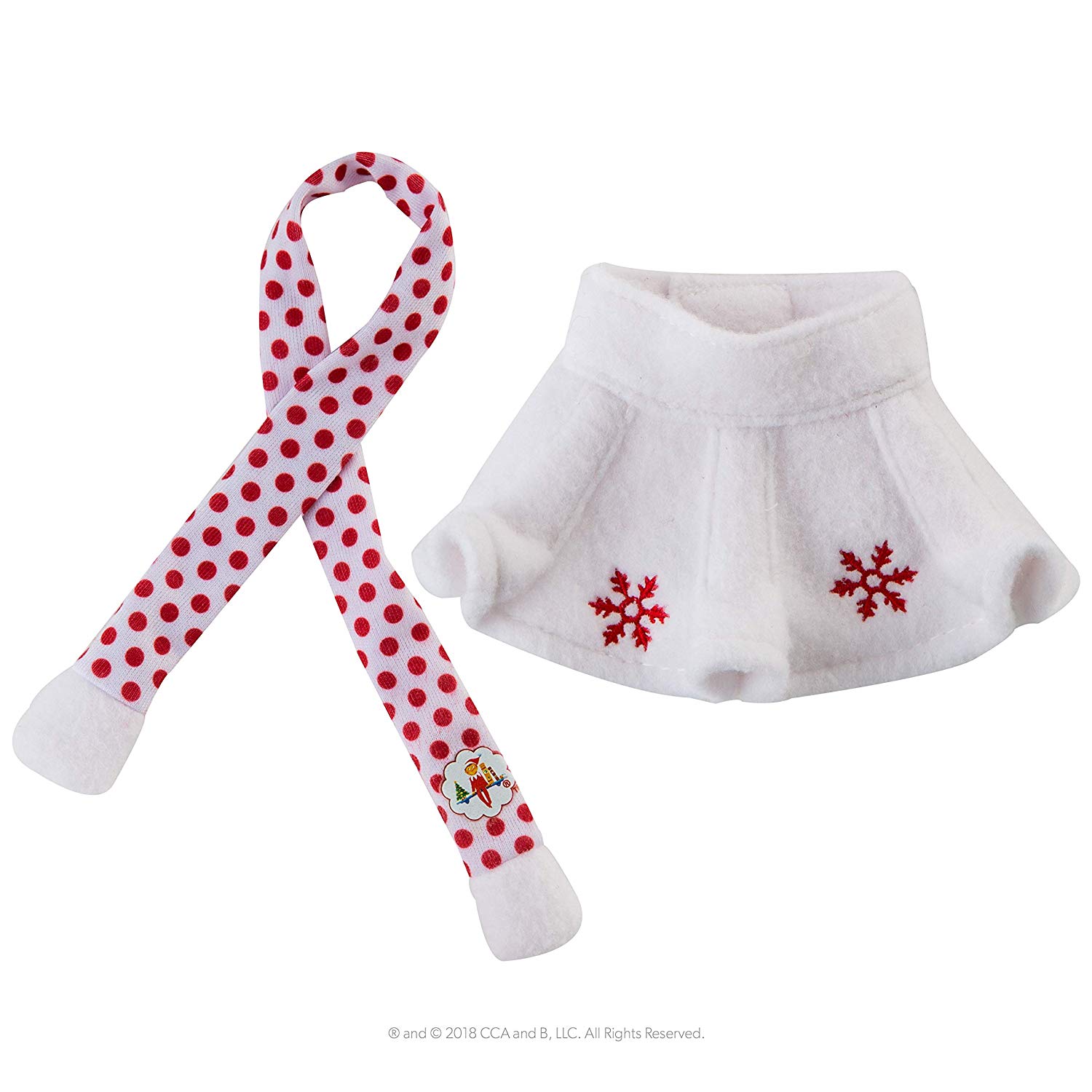 Claus Couture Collection of Elf on the Shelf Clothes 2024 (Snowflake Skirt with Scarf), White, Pequeno - Image 3