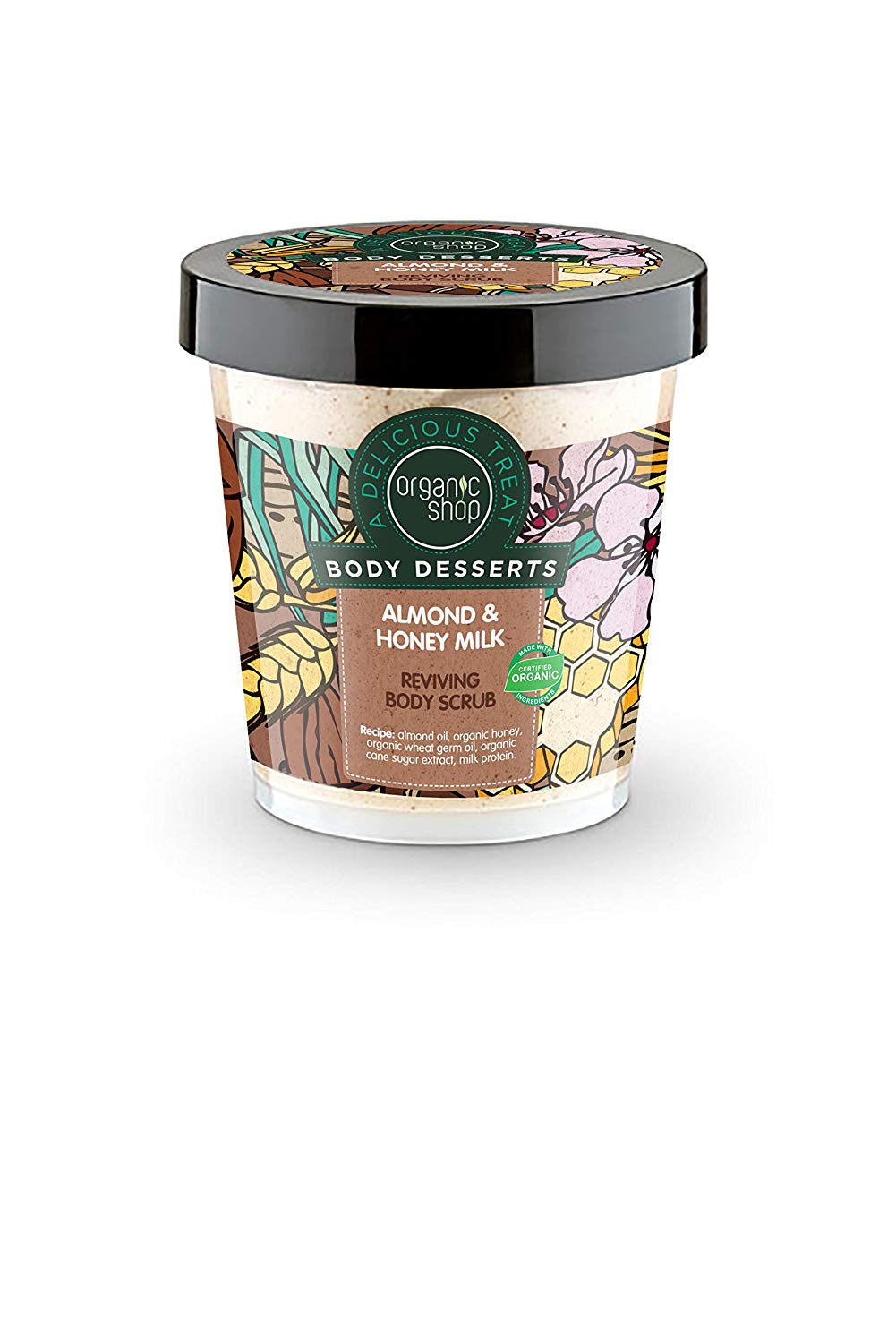 Organic Shop Body Desserts Almond and Honey Milk Reviving Body Scrub, 450 ml, standard, 450 ml (Pack of 1)
