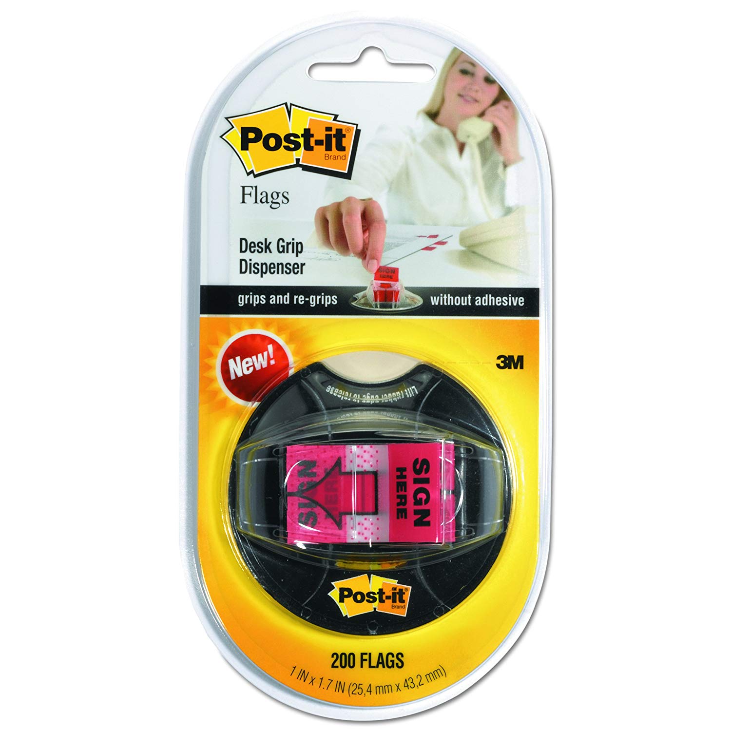 Post-it Index 680-SHVR200 25mm x 43.2mm Sign Here Flags Value Pack in Desk Grip Dispenser (200 Sheets), Red, 31 x 31 mm - Image 2