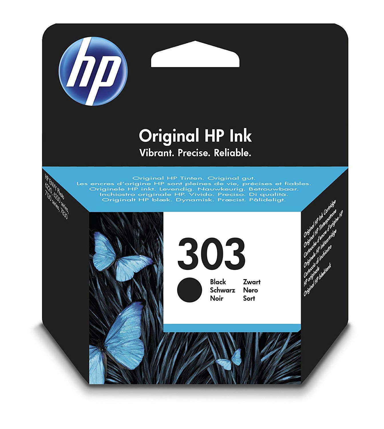 HP 303 Black Original Ink Cartridge (T6N02AE), Works ENVY Photo 6220, 6230, 6232, 6234, 7120, 7134, 7830, ENVY Inspire 7220e