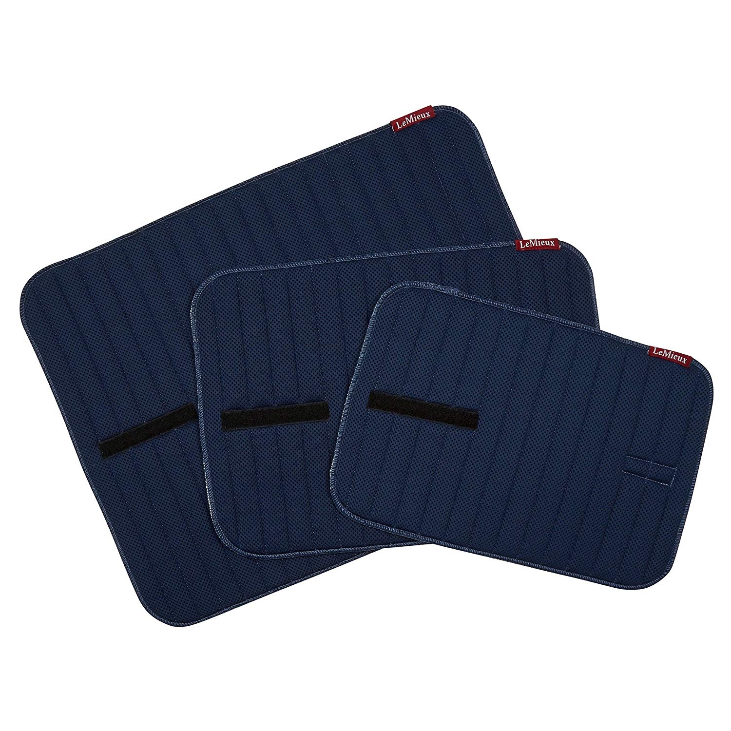 LeMieux Horse Bandage Pads with Memory Foam Filling & Soft Towelling Flannel Lining in Navy for Leg Support Stable and Exercise - Large