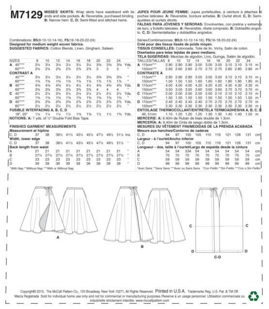 McCall's Patterns 7129 F5,Misses Skirts,Sizes 16-18-20-22-24 - Image 2