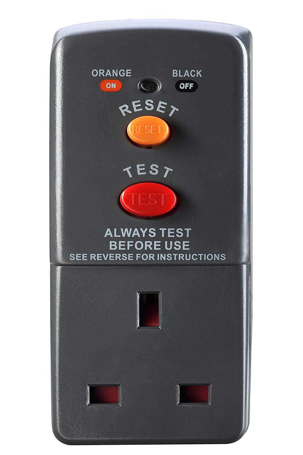 Masterplug Single Socket RCD Safety Adaptor, Black, Grey, 1 - Pack - Image 2