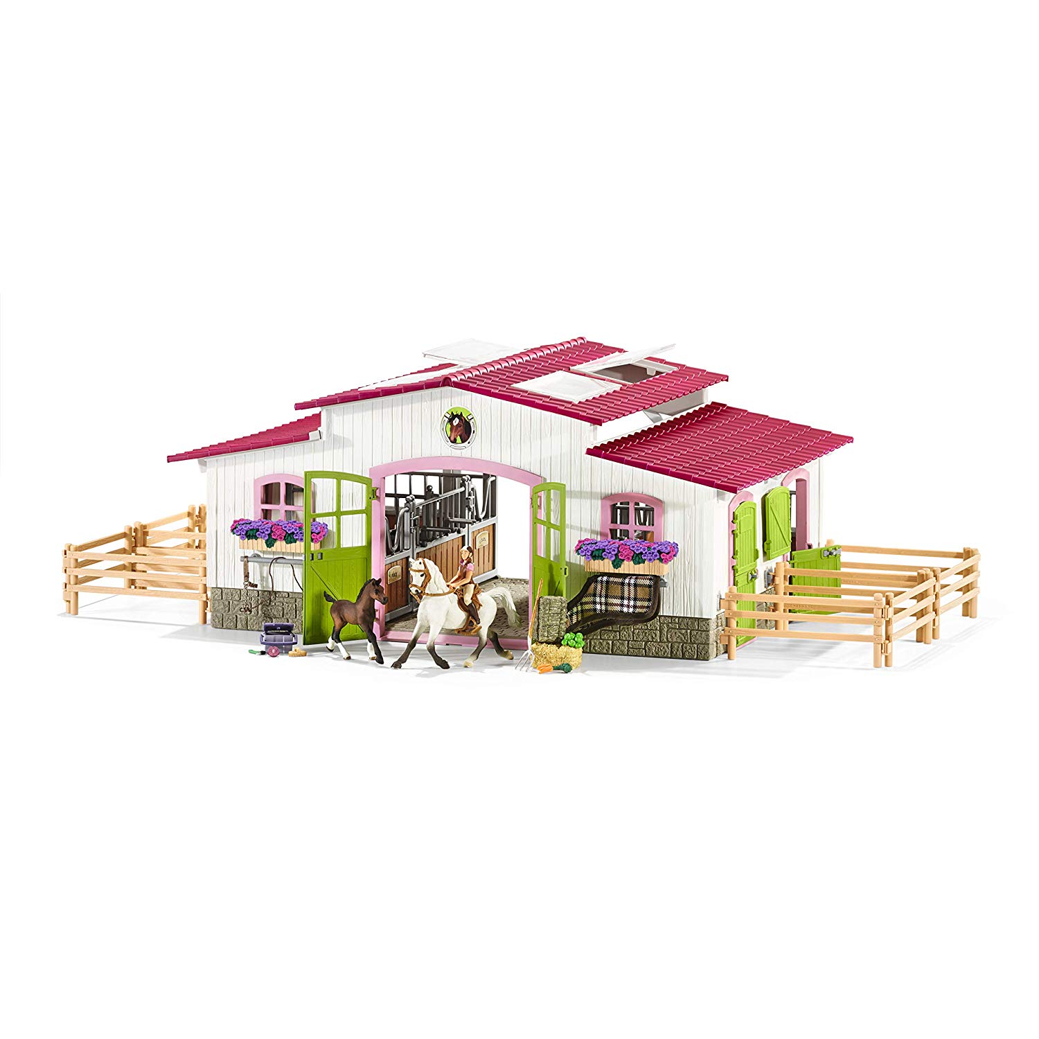 SCHLEICH Horse Club 42344 Riding Centre with Rider and Horses Figurine, Green,pink, 83 x 26 x 39 cm - Image 2