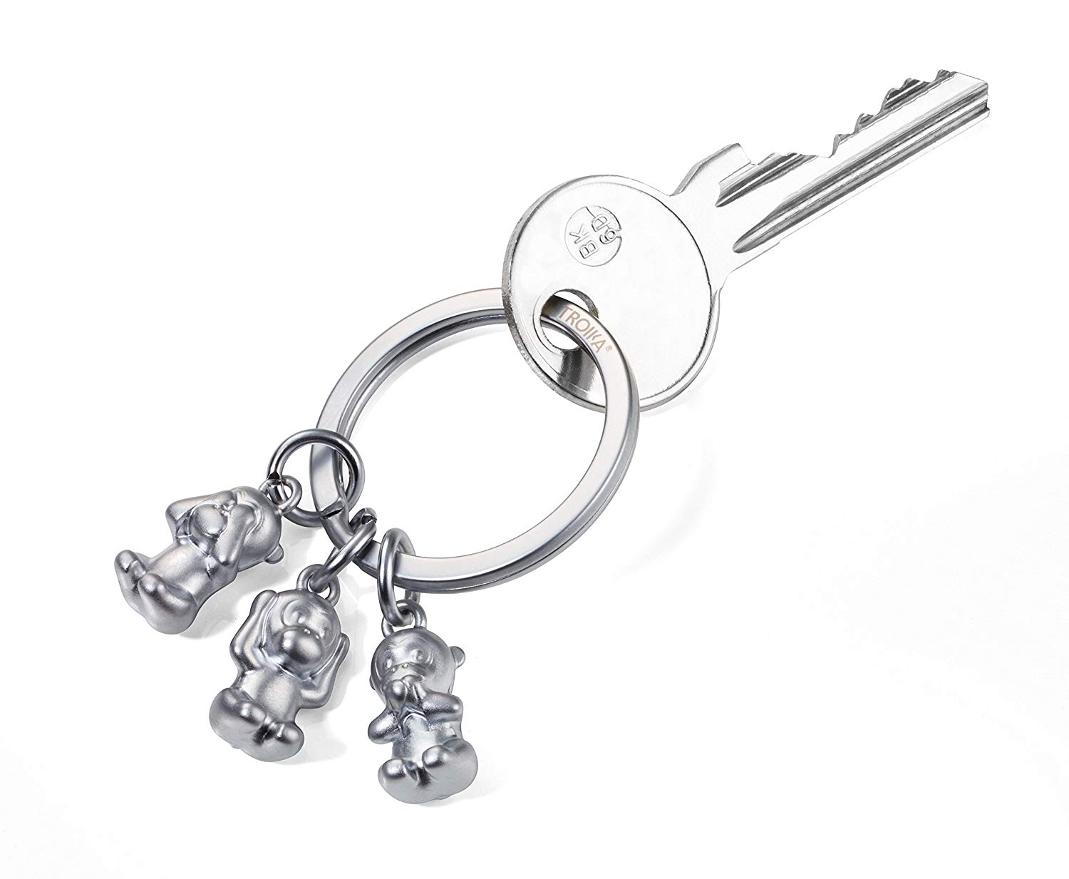 Troika THREE MONKEYS, KR17-18/MA, Keyring, Emoji Monkey, 3 Monkeys, See Nothing, Hear Nothing, Say Nothing, Cast Metal, Matt - Image 2