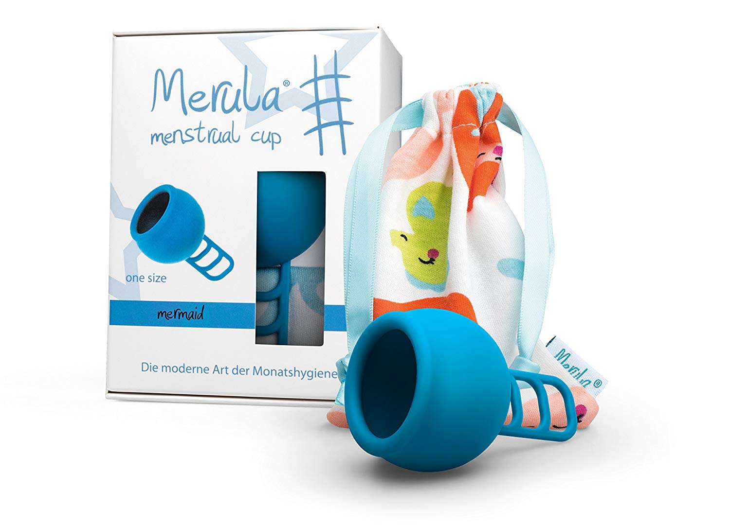 Merula Menstrual Cup Mermaid (Blue) "one Size" - Made of Medical-Grade Silicone
