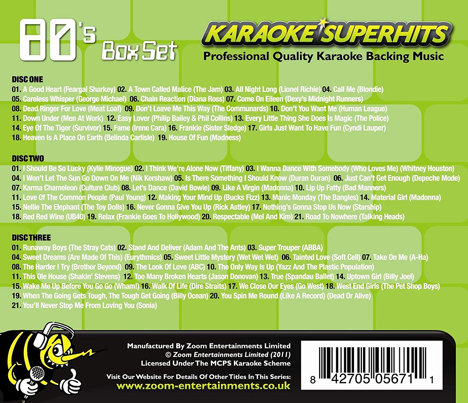 Zoom Karaoke CD+G 80s Superhits 1 Triple CD+G Karaoke Pack BigaMart
