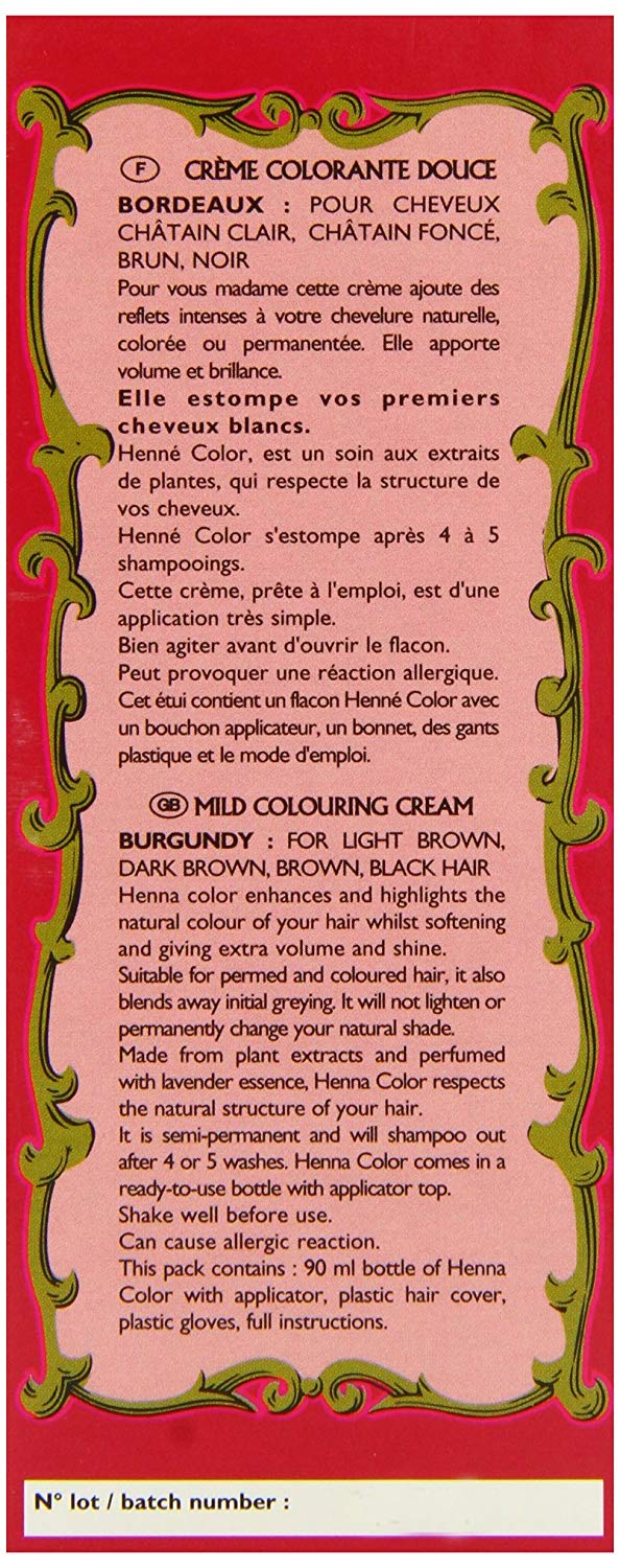 Henne Color Burgundy Henna Hair Colouring Cream 90 ml, bordeaux, 90 ml (Pack of 1) - Image 3