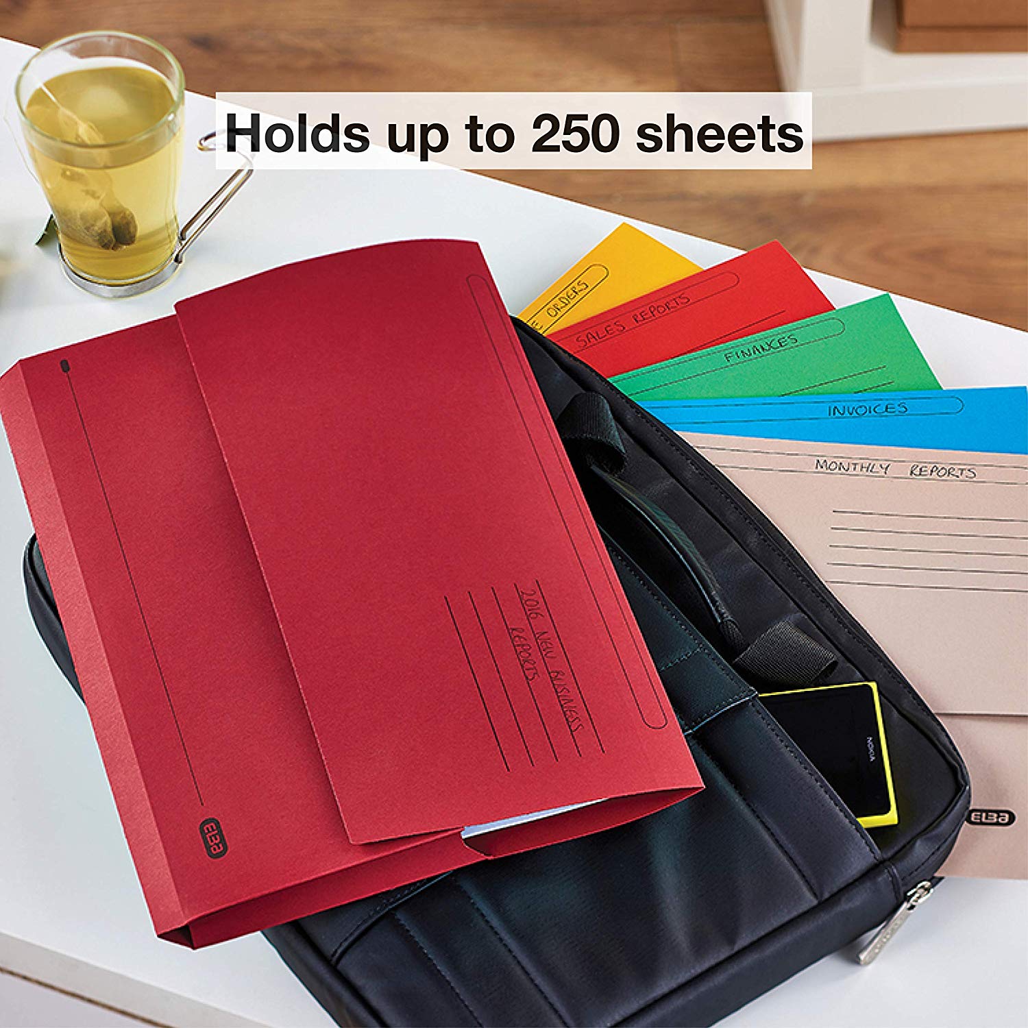 Elba Foolscap Document Wallets, Assorted Colours, A4+, Pack of 25 Folders, Multicolored - Image 4