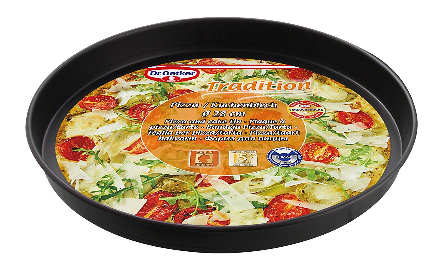 Dr.Oetker "Tradition Pizza/Baking Tray, Steel, Black, 28 cm, 28 x 28 x 5 cm - Image 3