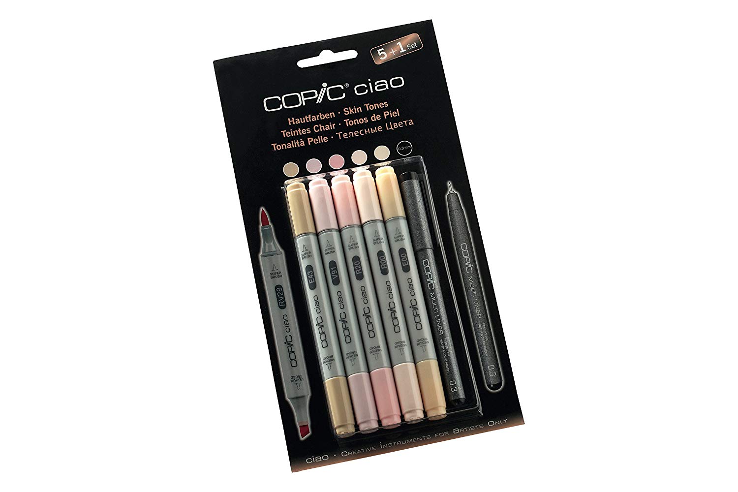 Copic Ciao Coloured Marker Pen, 5+1 Set Portrait 1, For Art & Crafts, Colouring, Graphics, Highlighter, Design, Anime