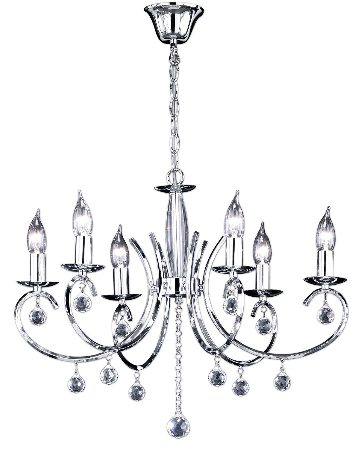 Honsel Leuchten 11016 Chandelier Hung with Glass Chrome Clear