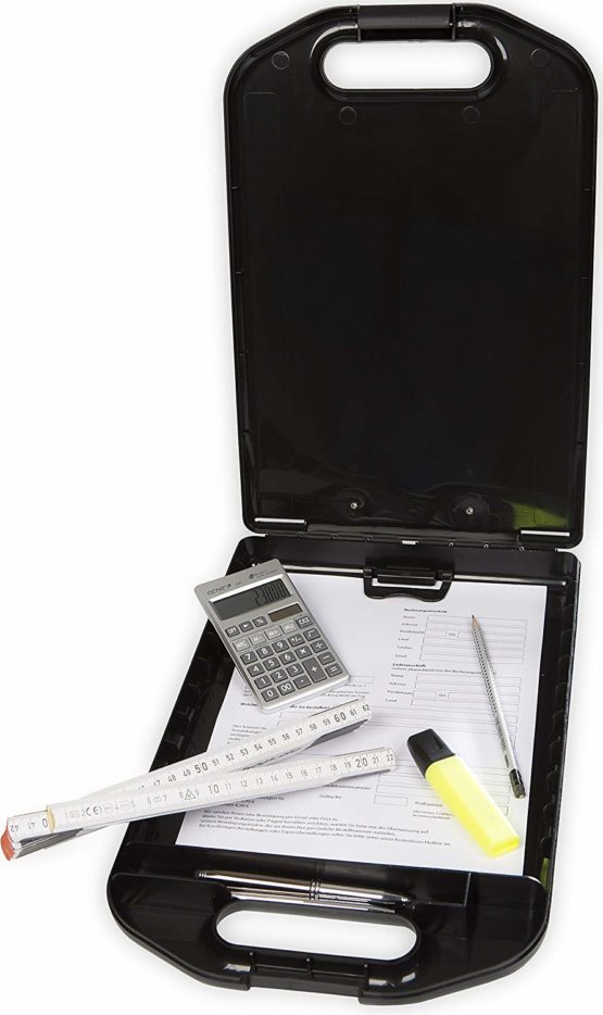 Genie M 800 clipboard (with Large DIN A4 Storage Compartment, Form Holder and Hanging Loop, Slim Design) Black - Image 2