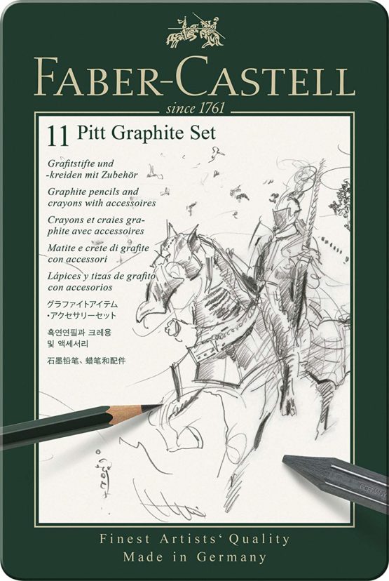 Faber-Castell PITT Graphite 11-Piece Small Tin Introductory Professional Quality Set in a Metal Case