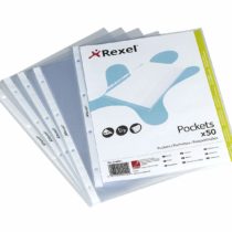 Rexel Quality A4 Punched Pockets, Embossed, Pack of 50, 224804