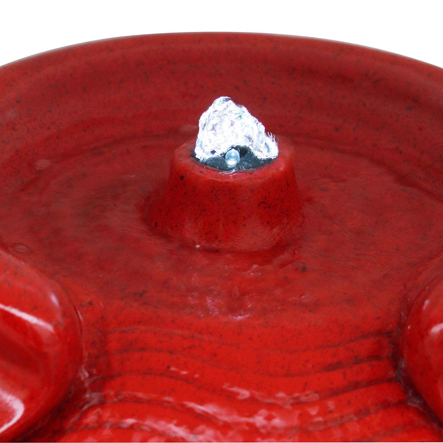Teamson Home Garden Water Feature with Lights, Outdoor Tiered Small, Red Pot Water Fountain - Image 4