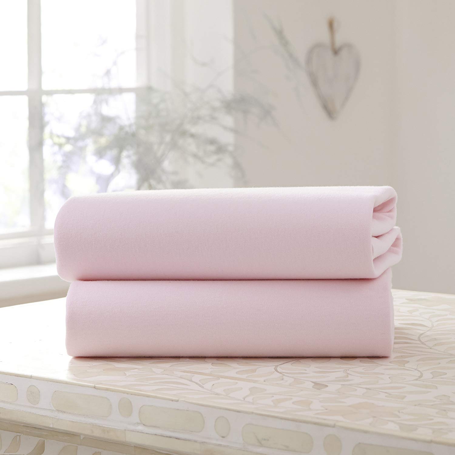 Clair de Lune 2 Pack Fitted Jersey Cotton Moses Basket Sheets 74 x 30 cm (Pink) - Image 2