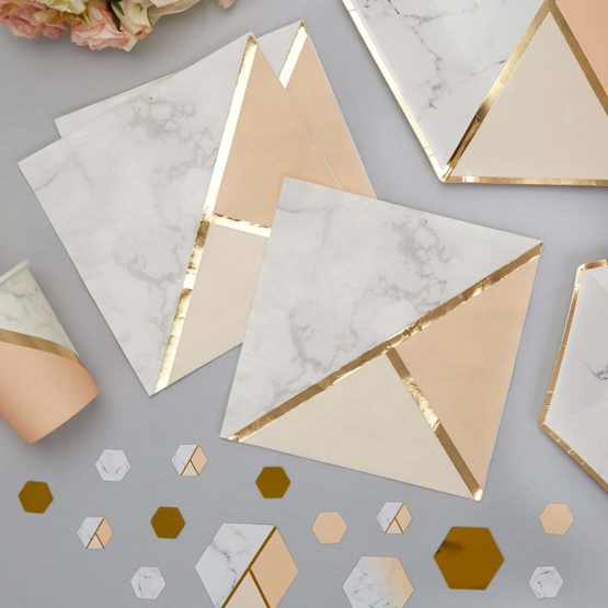 Neviti 772652 Colour Block Marble Napkin, Peach - Image 2