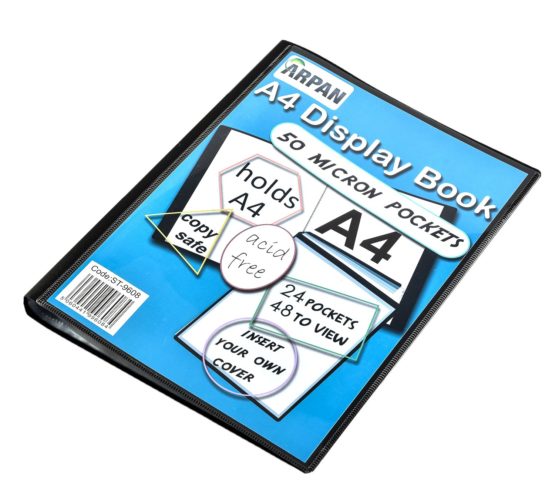 A4 Presentation Display Book with 24 Pockets 48 views – Book Folder Folio for Reports, Documents, Music Sheets, Artwork, School Projects, Clippings – Document Protector with Plastic Sleeves - by Arpan - Image 2