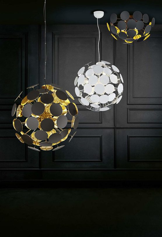 Lights, Metal Plastic, Schwarzmatt/Goldfarbig, 54 x 54 x 30 cm, E14 - Image 3