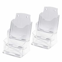 SIGEL LH132 Table-Top Literature Holder, for A5, with 3 compartments, acrylic, clear, 2 pcs.