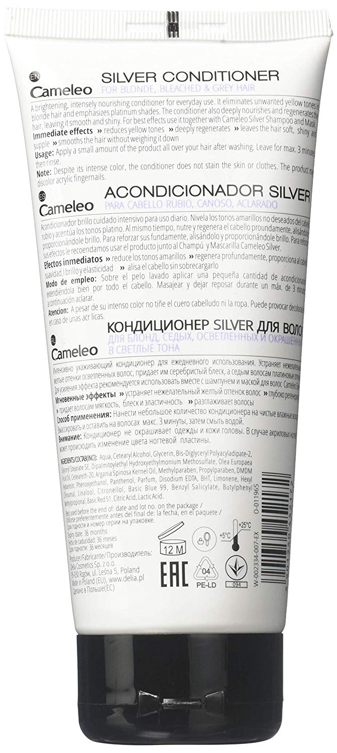 Cameleo, Silver Conditioner, No Yellow Colour, for Blonde Grey, White Hair, UV Protect, Daily Use - Image 2