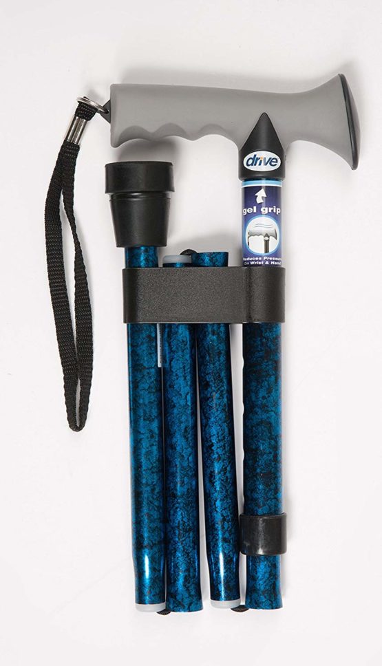 Drive Height Adjustable Folding Walking Stick with Gel Grip, Blue - Image 2