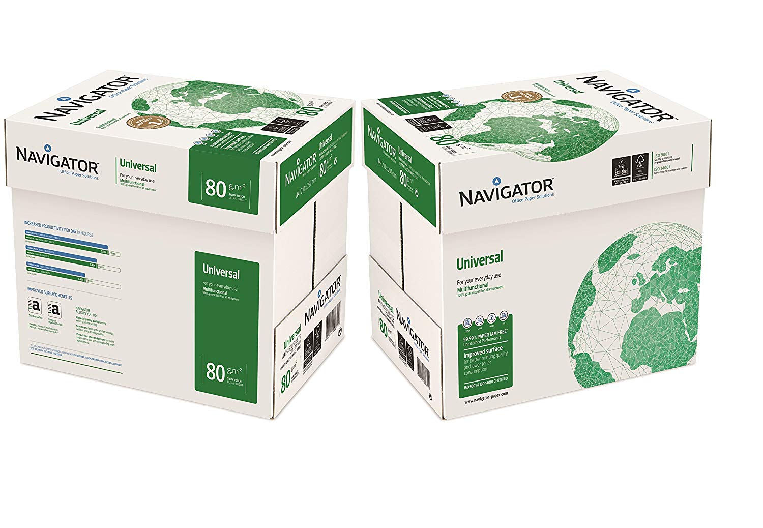 Navigator Universal NAVA480-2 A4 Paper 80gsm 10 reams (5,000 sheets of paper),White, 10x Reams (5,000 Sheets) - 2x Box