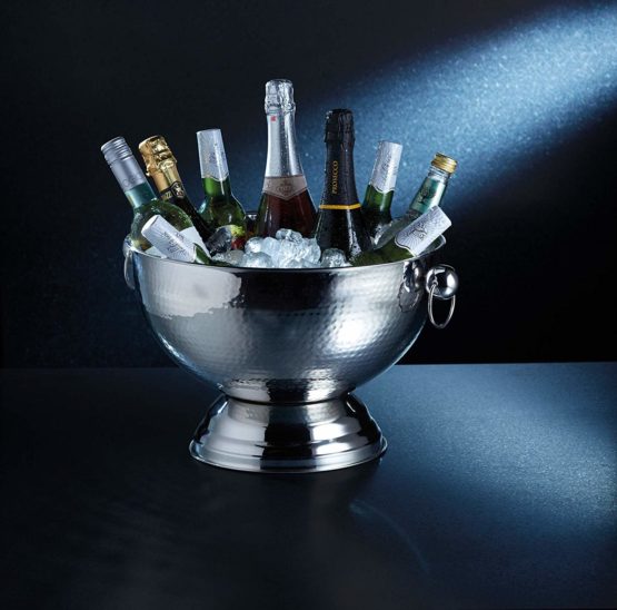 BarCraft BCHAMBOWL Footed Metal Champagne Cooler/Punch Bowl, Stainless Steel, Silver, 37 x 37 x 25 cm - Image 3