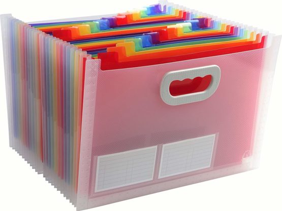 Exacompta Ref - 55198E Crystal Multipart Expanding Case, 33x23.5x25cm Ideal for A4 Size Documents, 24 Tabbed Sections and Holds up to 800 Sheets, PP with Brightly Coloured Dividers - Image 4