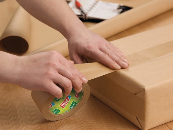 tesa Paper Packaging Tape Made From Recycled Materials for Packing Parcels and Boxes 50 m x 50 mm - Pack of 6 - Image 3