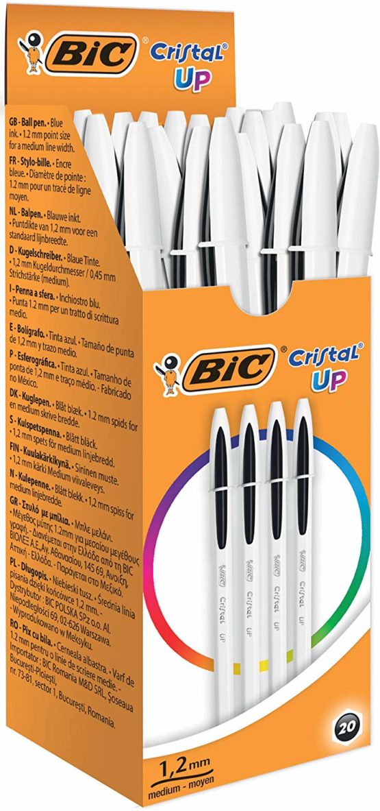 BIC Cristal Up Ballpoint Pens - Black, Box of 20